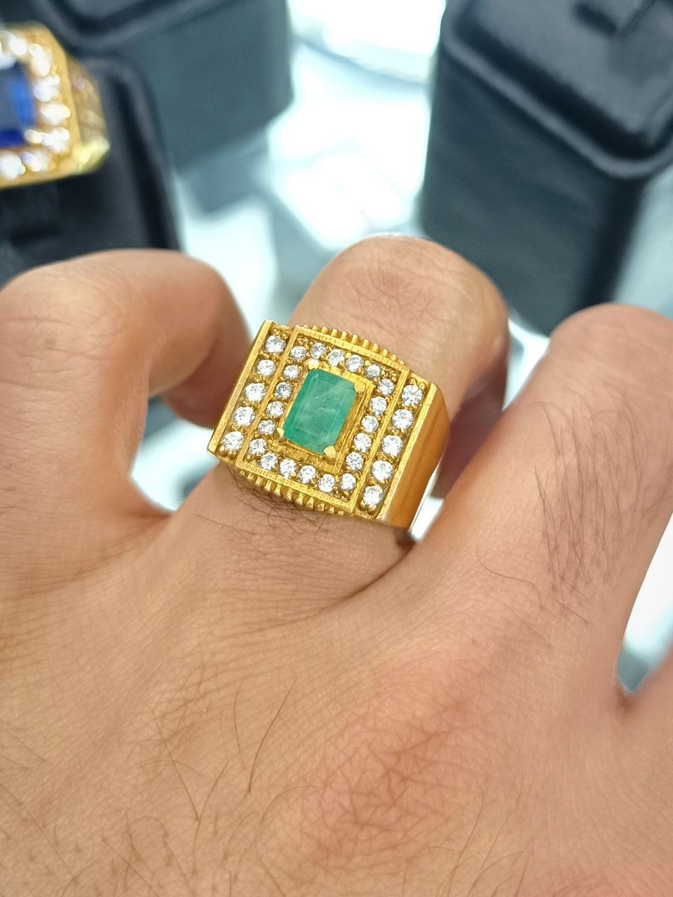 انگشتر زمرد نقره معدنی کد 1268 - Image 4