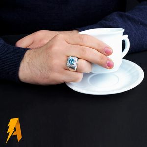 انگشتر توپاز آبی معدنی سویئسی کد ۲۸۷۹