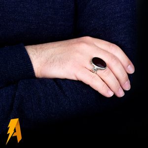 انگشتر دست ساز نقره عقیق یمنی مشکی کد ۱۱۷۵