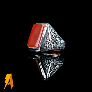 انگشتر دستساز عقیق یمنی سرخ کد ۶۶۵۱