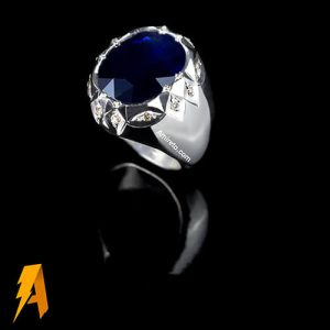 انگشتریاقوت کبود معدنی مخراج الماس طبیعی کد۶۳۸۲