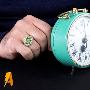 انگشتر دستساز نقره زبرجد معدنی کد ۴۳۲۹