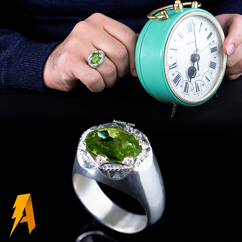 انگشتر دستساز نقره زبرجد معدنی کد 4329