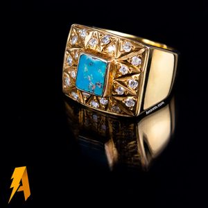 انگشتر دستساز  مردانه نقره فیروزه نیشابوری معدنی اسپرت کد۵۸۱۳