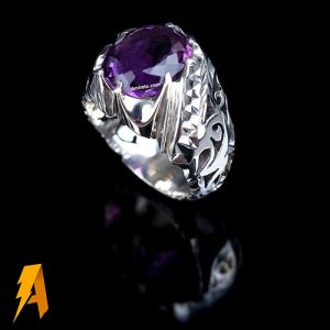 انگشتر دستساز نقره امیتیست معدنی کد ۹۹۹۹