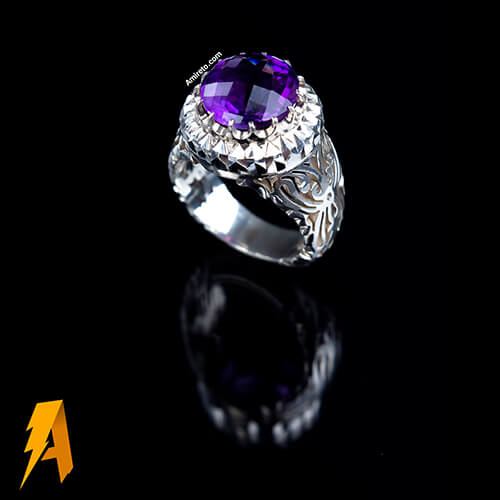 انگشتر آمیتیست مردانه کد 9184 - Image 3