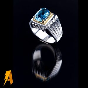 انگشتر توپاز سوئیسی دست ساز نقره مردانه کد ۱۸۸۳