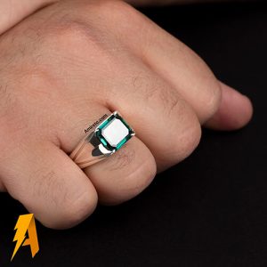 انگشتر نقره توپاز سبز معدنی اسپرت کد ۱۳۶۸