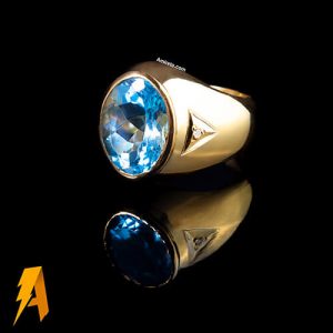 انگشتر توپاز معدنی با مخراج الماس معدنی کد ۶۵۲۵