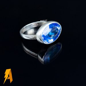 انگشتر توپاز آبی کد ۳۱۵۵