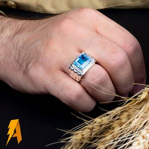 انگشتر توپاز آبی کد ۵۴۶۵