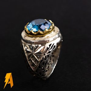 انگشتر توپاز ابی سوئیسی کد ۲۴۹۵