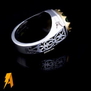 انگشتر زبرجد طبیعی معدنی مردانه کد ۸۹۷۴