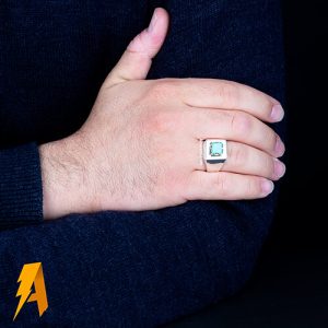 انگشتر دستساز نقره اسپرت فیروزه نیشابوری کد ۱۸۲۱