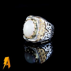 انگشتر اوپال سفید طبیعی کد۶۱۸۱