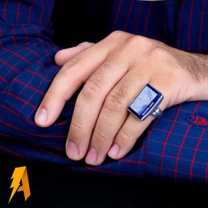 انگشتر لاجورد مردانه نقره طرح صفوی کد ۳۸۶۲