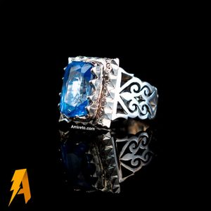 انگشتر توپاز معدنی دست ساز نقره کد ۸۹۶۴