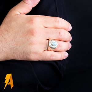 انگشتر دستساز نقره اوپال معدنی سفید کد ۹۹۷۱