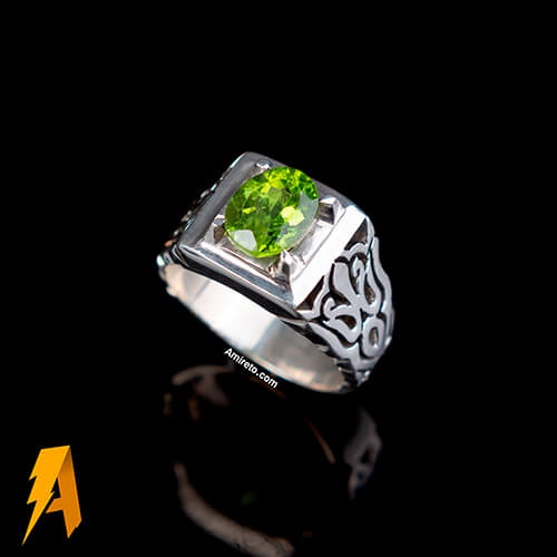 انگشتر دستساز نقره زبرجد کد 6668 - Image 3