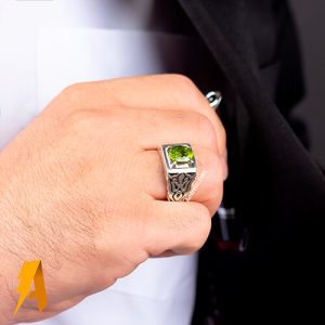 انگشتر دستساز نقره زبرجد کد ۶۶۶۸