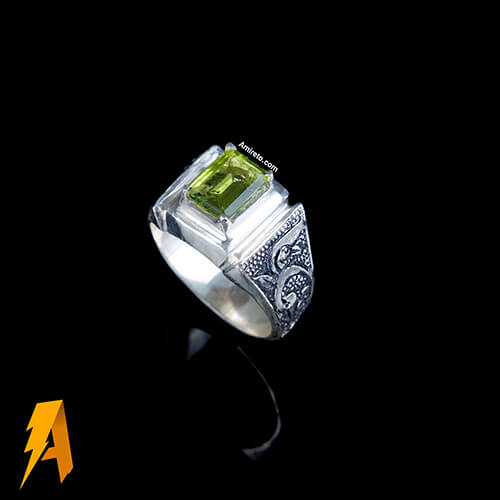 انگشتر دستساز نقره قلمزنی زبرجد معدنی افریقایی کد 2778 - Image 3