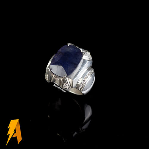 انگشتر یاقوت کبود مردانه کد 8659 - Image 3