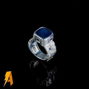 انگشتر نقره یاقوت کبود معدنی افریقایی کد ۲۴۶۸