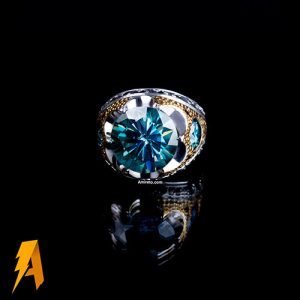 انگشتر موزانایت سبز مردانه کد ۱۹۳۲