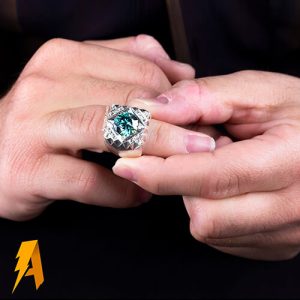 انگشتر دستساز نقره موزانایت مخراج الماس طبیعی افریقایی کد ۲۹۳۷