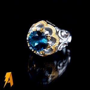 انگشتر موزانایت نقره مردانه دست ساز کد ۸۷۳۸