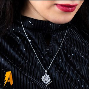 گردنی زنانه نقره کوارتز سفید معدنی کد ۲۷۶۸