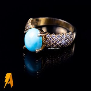 انگشتر زنانه نقره فیروزه نیشابوری کد ۷۵۳۳