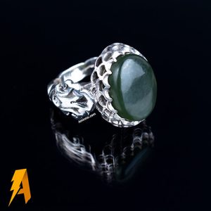 انگشتر نقره عقیق یشم یمنی کد ۵۹۷۴