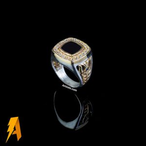 انگشتره نقره عقیق مشکی کد ۹۹۹۳