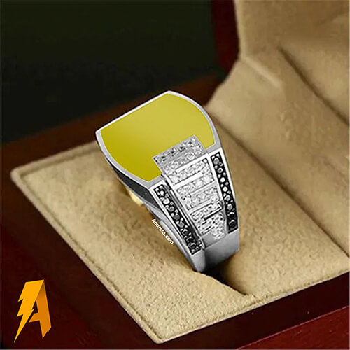 انگشتره نقره عقیق زرد کد 4991