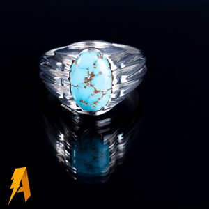 انگشتر نقره دستسازه فیروزه نیشابوری کد ۶۸۱۶