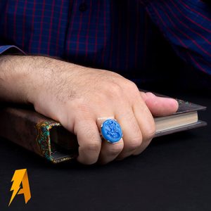 انگشتر نقره حکاکی یا حسین عقیق ابی کد ۲۷۳۸