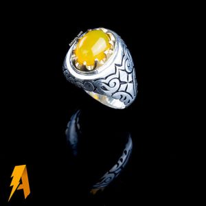 انگشتر نقره عقیق زرد با دعای شرف الشمس کد ۵۶۲۶