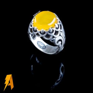 انگشتر نقره عقیق زرد با دعای شرف الشمس کد ۴۵۶۱