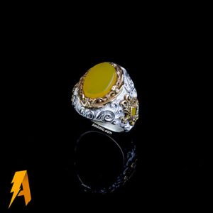 انگشتر نقره عقیق زرد با دعای شرف الشمس کد ۲۷۹۴