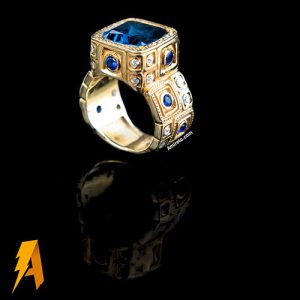 انگشتر توپاز معدنی آبی کد ۳۴۷۹