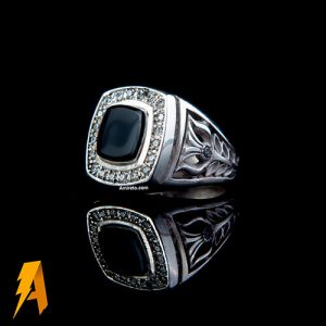 انگشتر وارداتی عقیق مشکی کد ۳۷۹۷