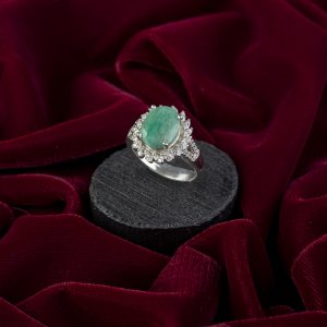 انگشتر زنانه نقره زمرد کد ۱۱۱۵۲