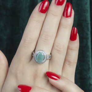 انگشتر زنانه نقره زمرد طبیعی۱۱۱۳۷