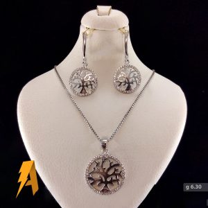 نیم ست برلیان نقره با کد ۱۰۰۳۲