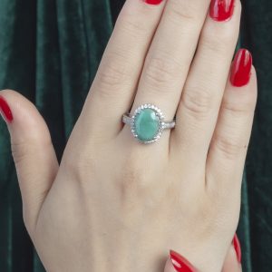 انگشتر زنانه نقره زمرد کد ۱۱۱۴۱