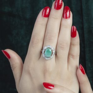 انگشتر زنانه نقره زمرد کد ۱۱۱۴۹