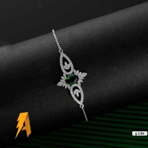 دستبند زنانه نقره زمرد کد ۱۱۲۵۱