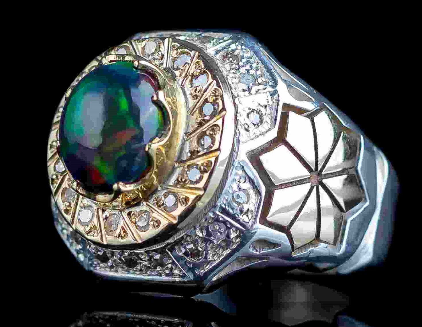 انگشتر اوپال مشکی