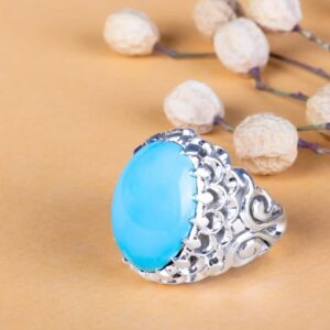 انگشتر نقره فیروزه نیشابوری طبیعی کد ۱۱۴۵۷